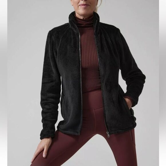 Athleta Jackets & Blazers - Athleta Double Cozy Karma Recover Full Zip Fuzzy Fleece Jacket